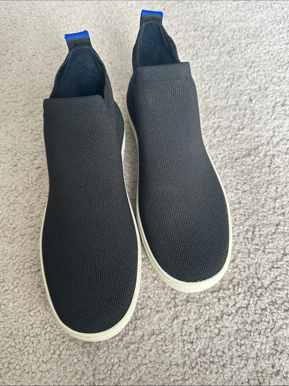 Rothy’s Women’s Black Slip-On Sneakers with Off-White Sole High Top- Size 6.5